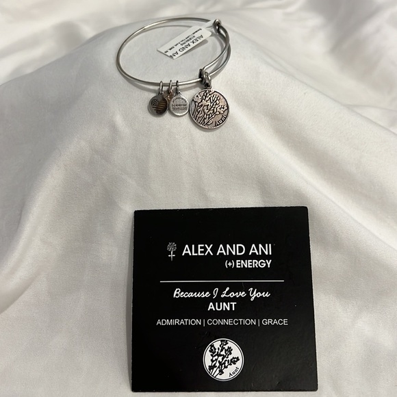 Alex and Ani Silver Tone Aunt Charm Expandable Bracelet - Picture 3 of 6